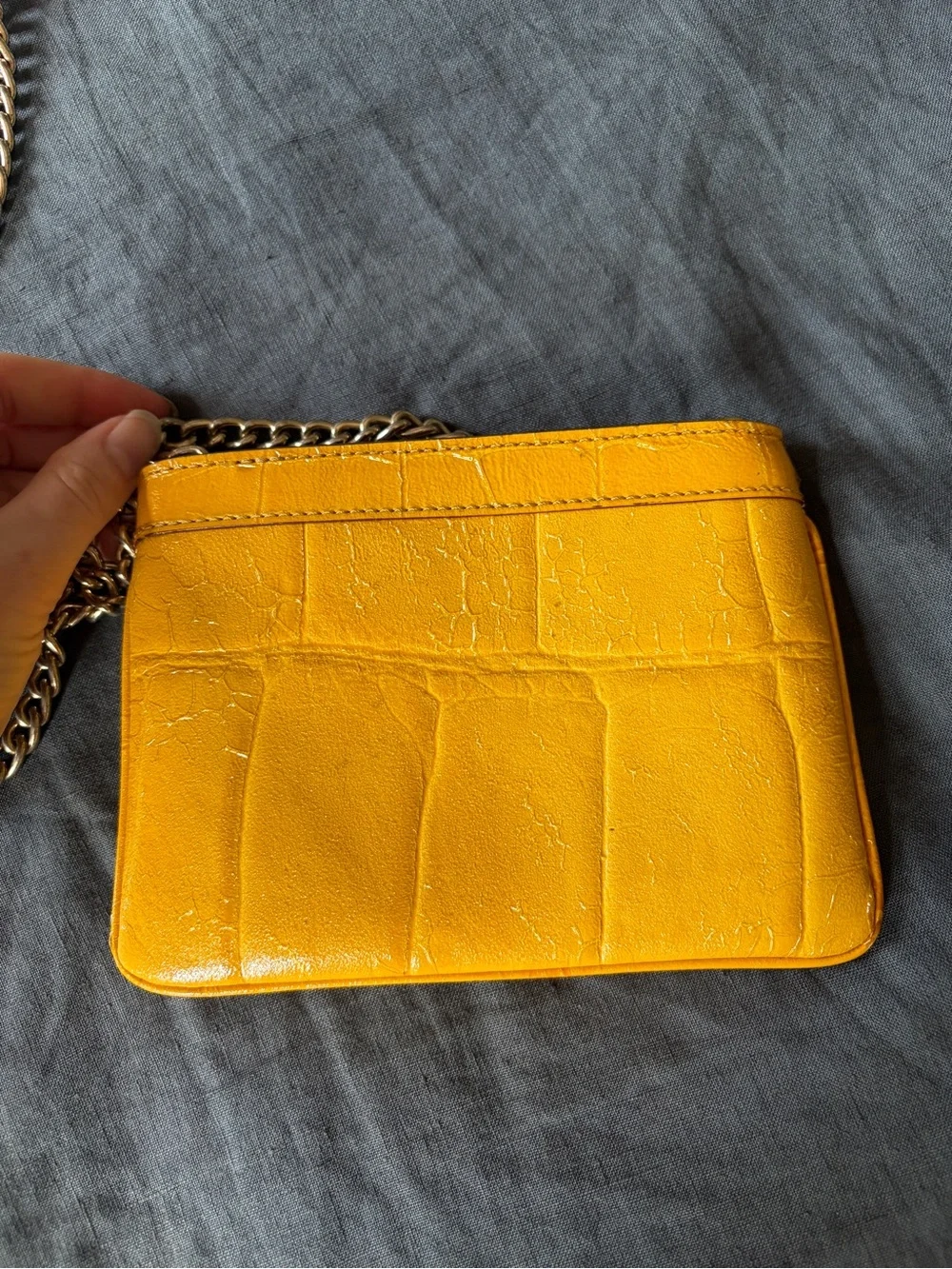 kate spade Yellow Croc-Embossed Chain Crossbody Bag